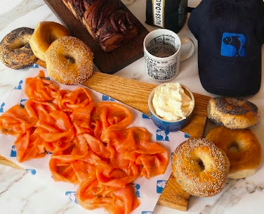 Russ & Daughters signature dishes Classic Bagel & Lox Sandwich
Pastrami-Cured Salmon
Salad Sandwich